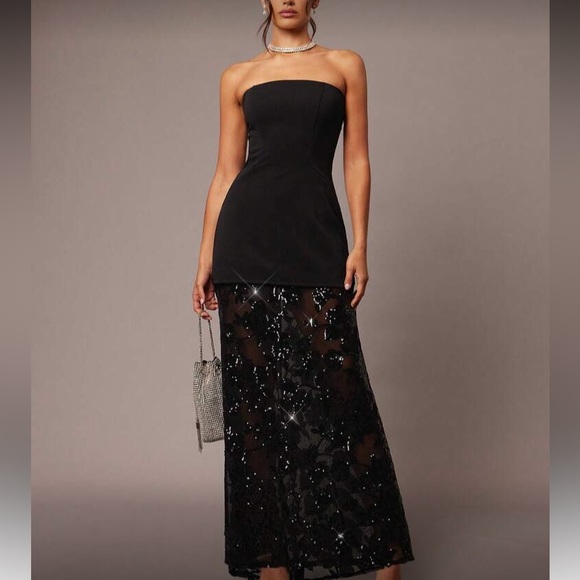 Luxe contrast sequinsparty formal tube dress